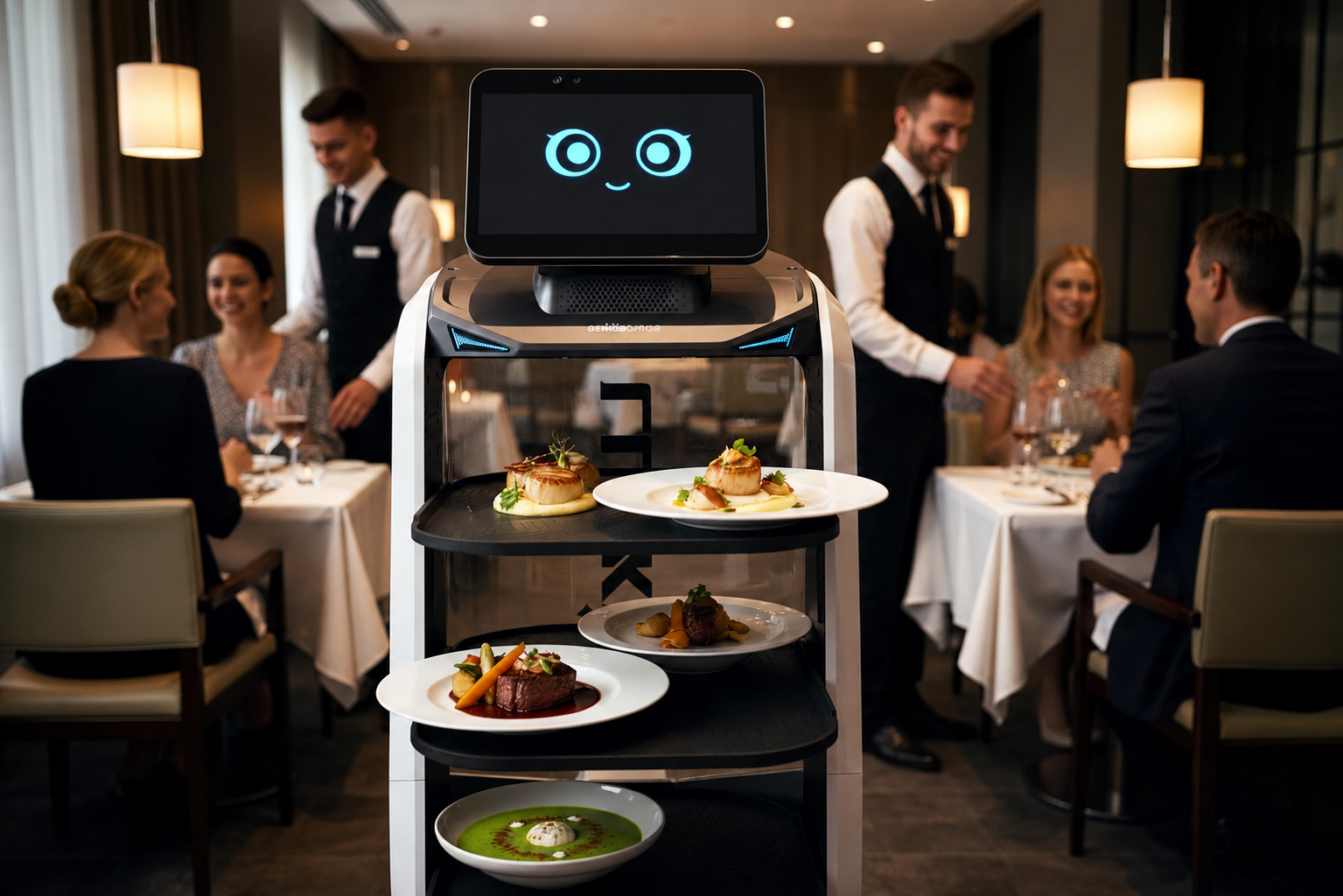 GENIE PRO Serviceroboter liefert Speisen im gehobenen Restaurant