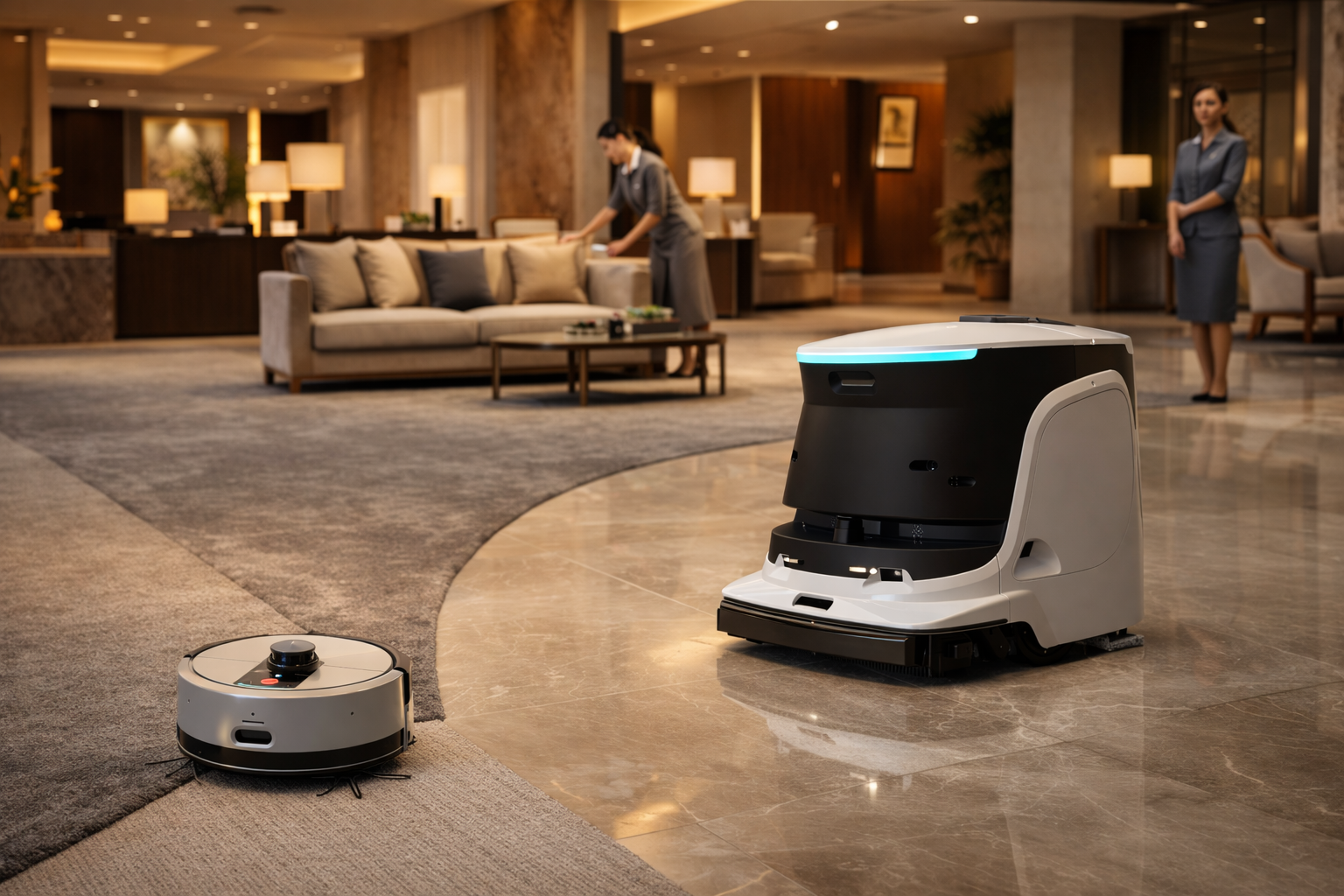 IKITBOT und RV3 Reinigungsroboter im Einsatz in einem Luxushotel