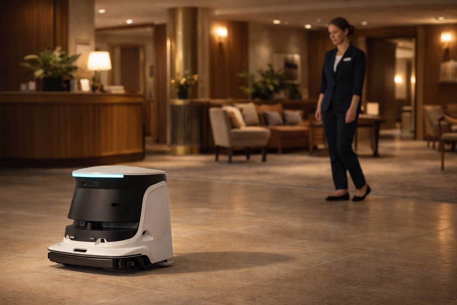 IKITBOT Reinigungsroboter im Hotellobbybetrieb